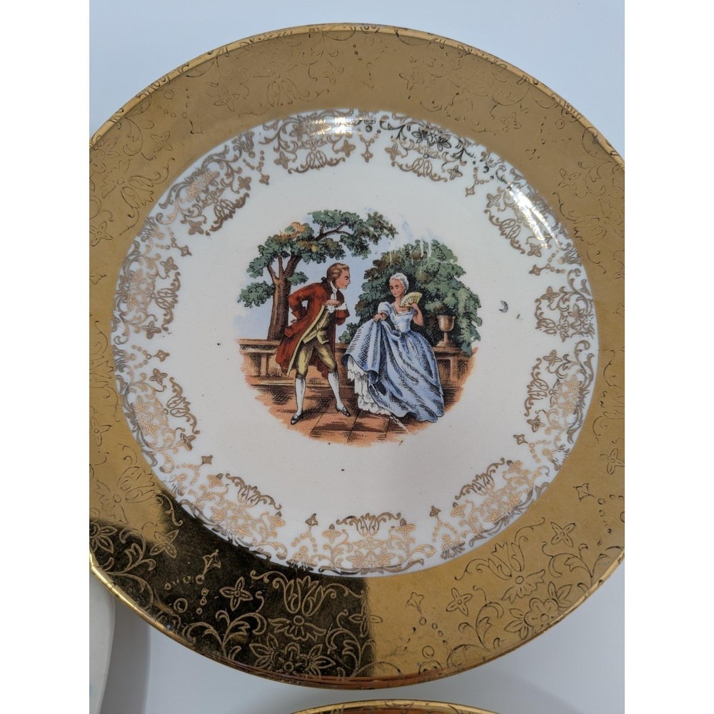 Crest-o-Gold 22K 4 TEA CUP SAUCer Martha & George Washington cake server
